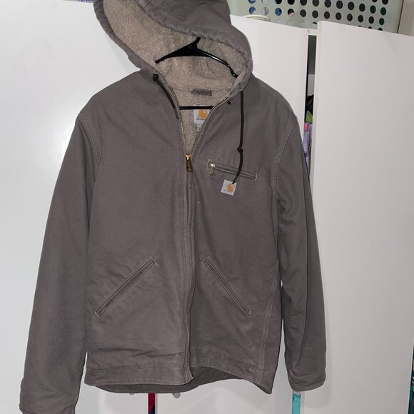 Carhartt Women's Sherpa Lined Sandstone Sierra Jacket in Taupe Gray - Picture 13 of 17